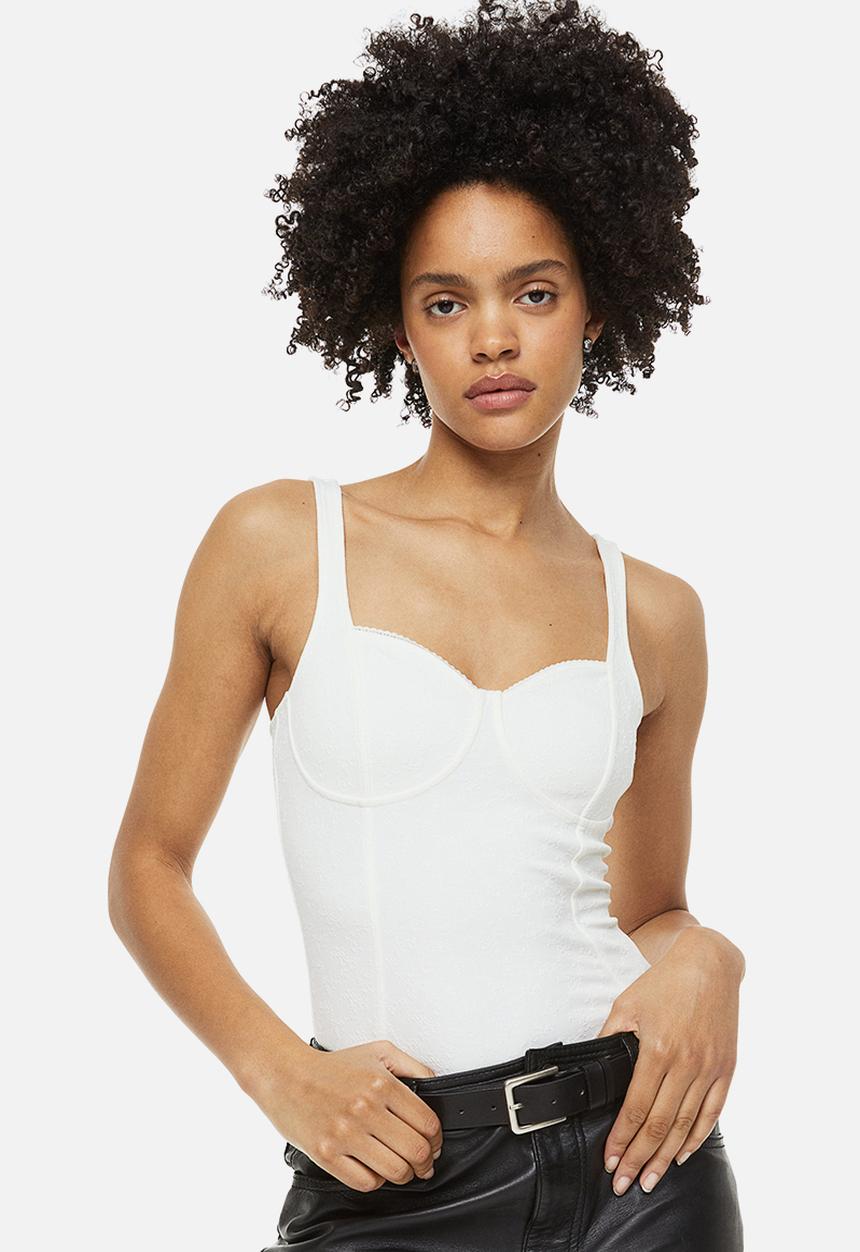 H&M - Textured thong body - white