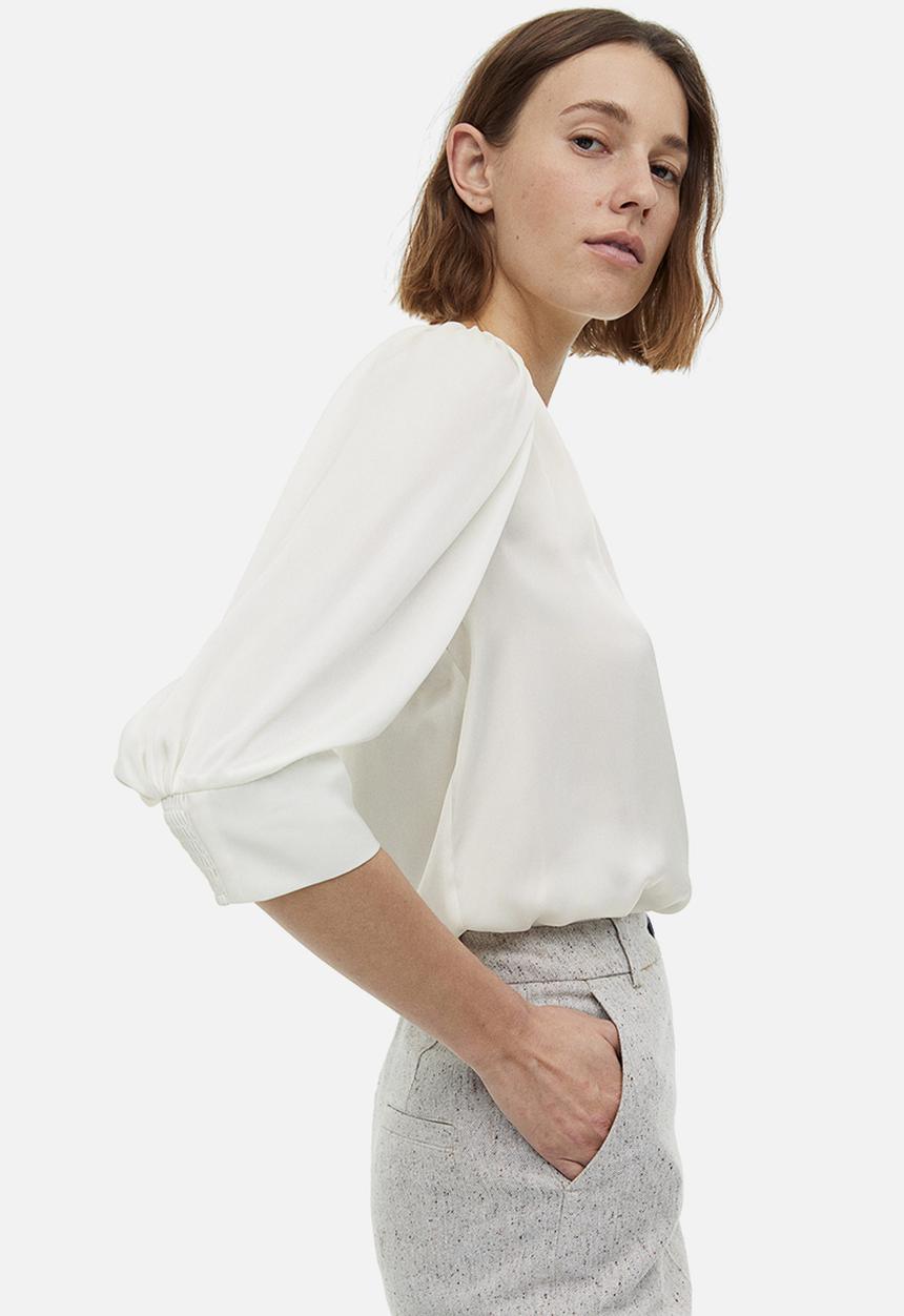 H&M - Stand-up collar blouse - white