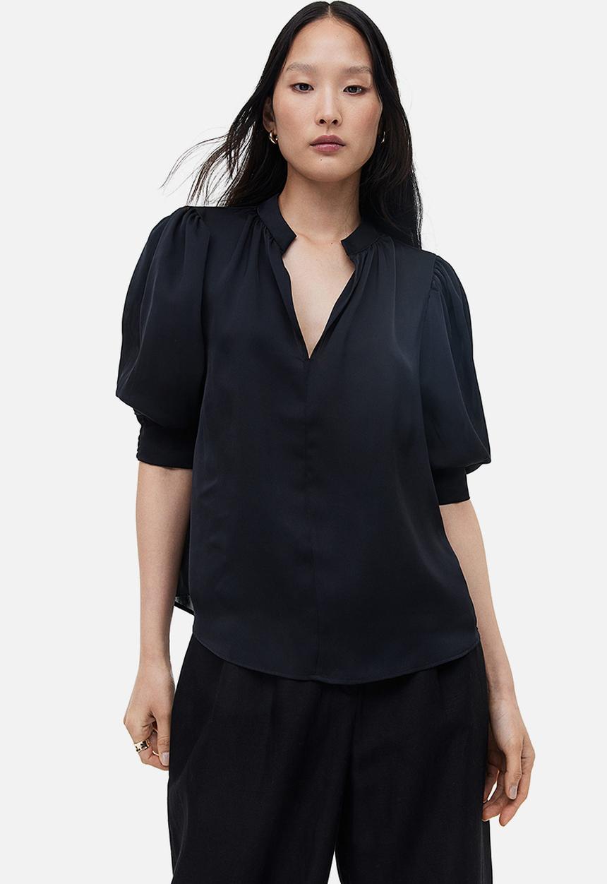 H&M - Stand-up collar blouse - black