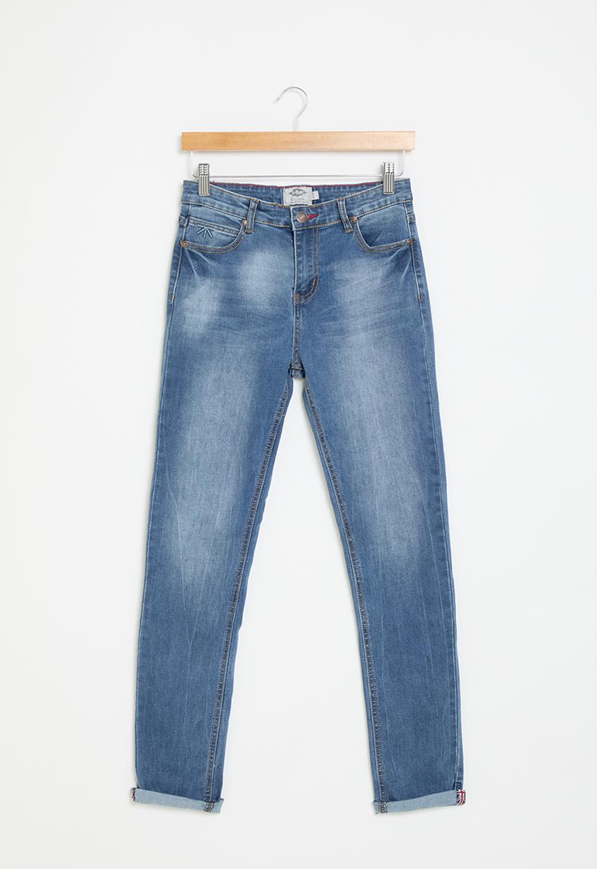 Lee Cooper - Union Jack embossed tape hem jeans - blue