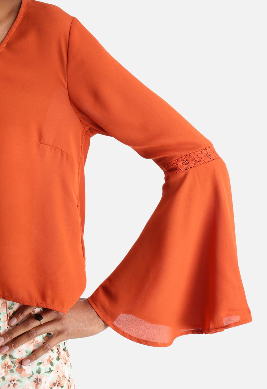 Influence. - Flared Sleeve Tie Front Top