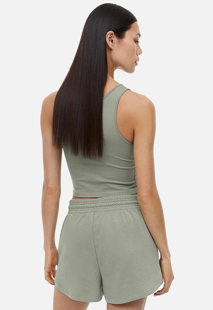 H&M - Cropped vest top - sage green