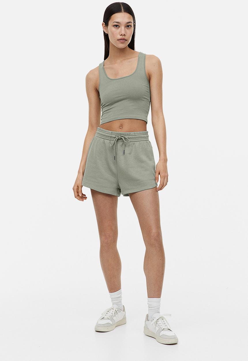 H&M - Cropped vest top - sage green