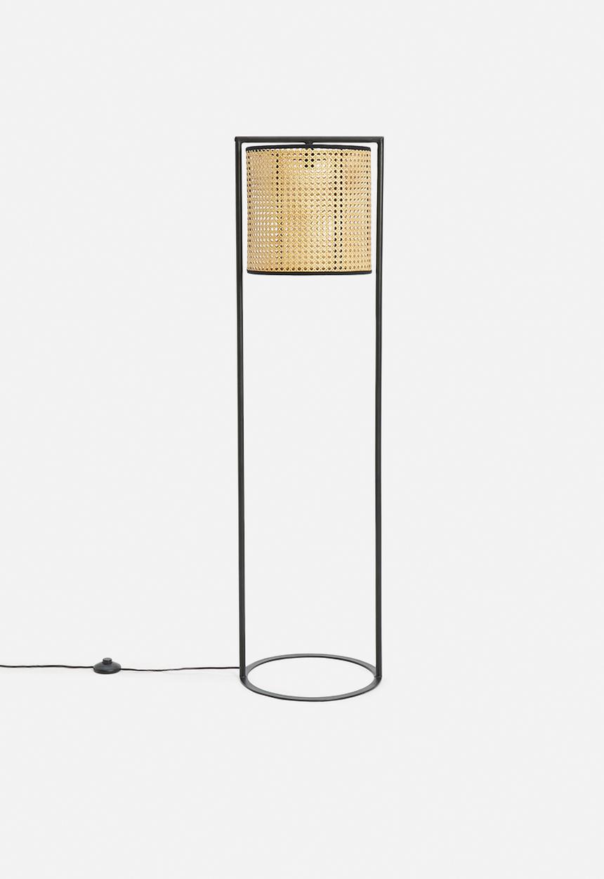 Sixth Floor - Amber floor lamp - black & natural