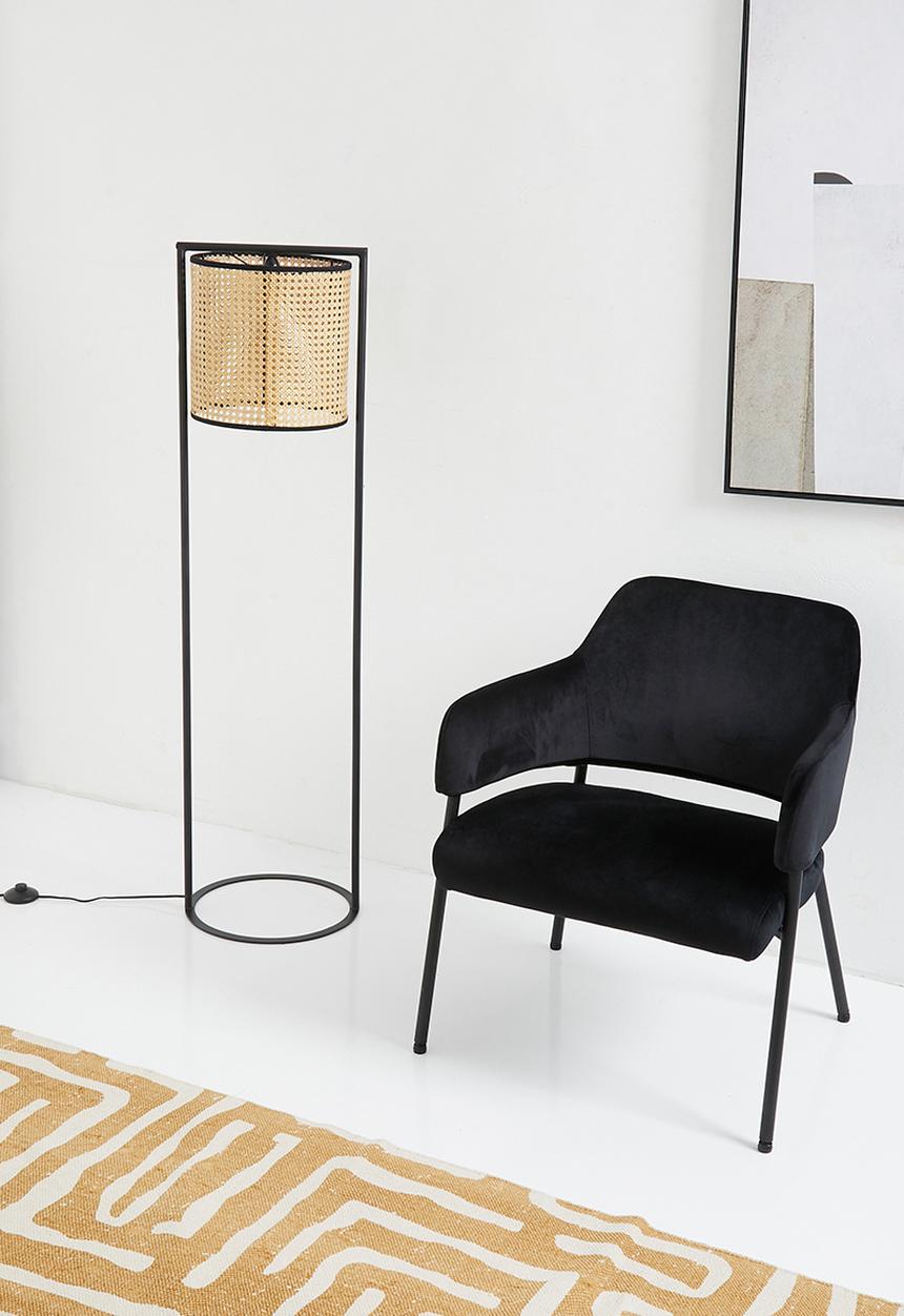 Sixth Floor - Amber floor lamp - black & natural
