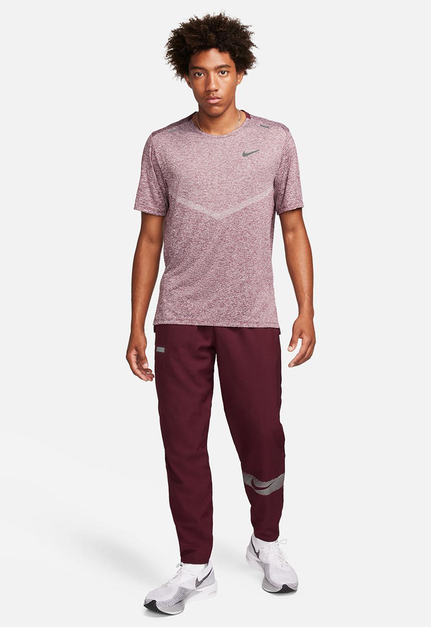 Nike - M nk df rise 365 short sleeve - night maroon/heather