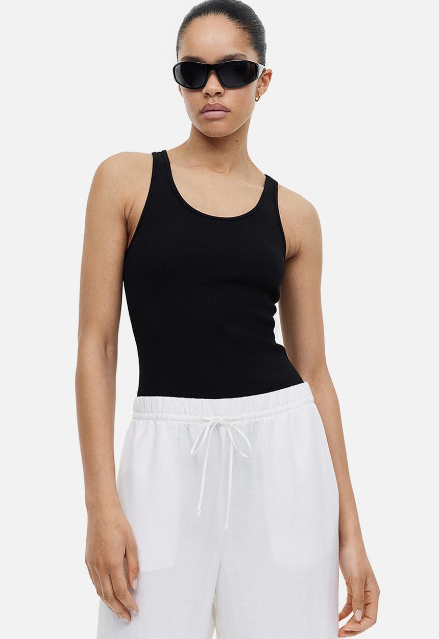 H&M - Ribbed thong body - black