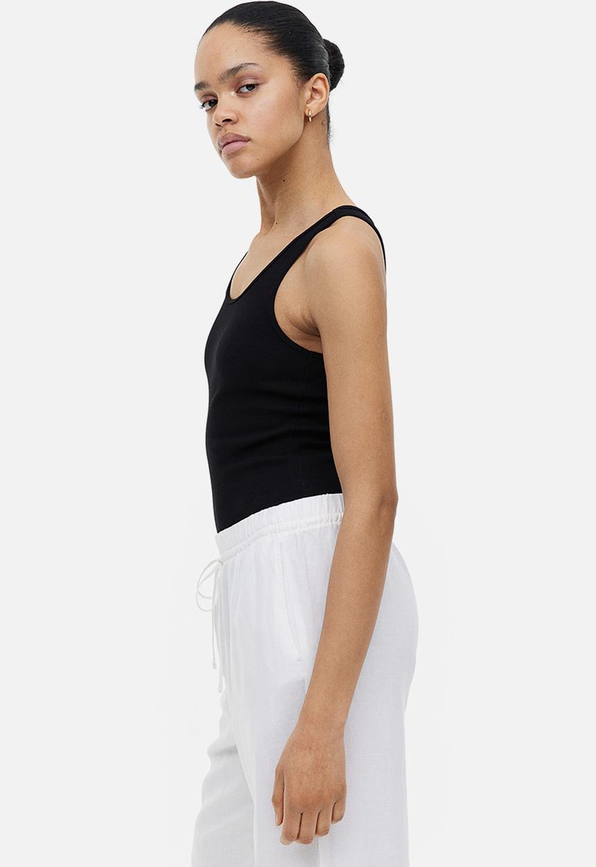 H&M - Ribbed thong body - black