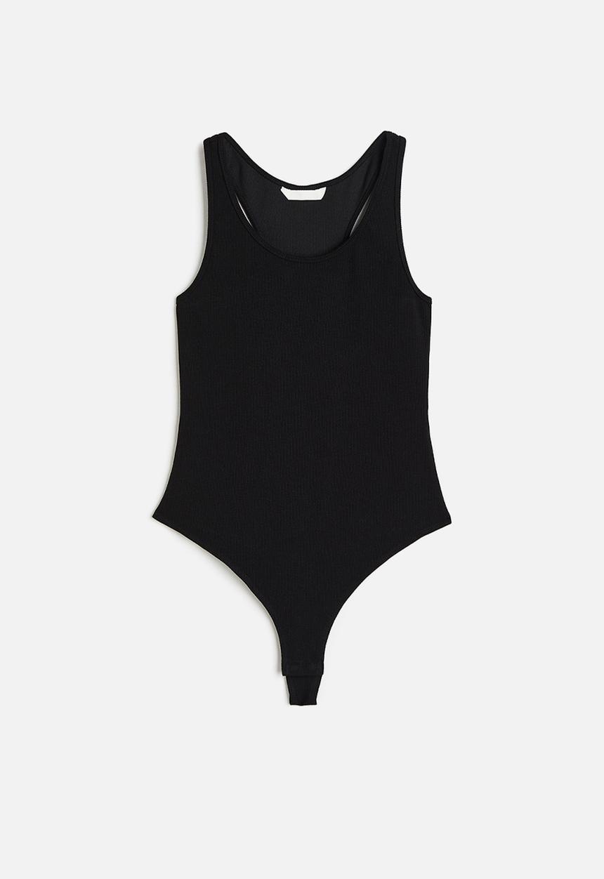 H&M - Ribbed thong body - black