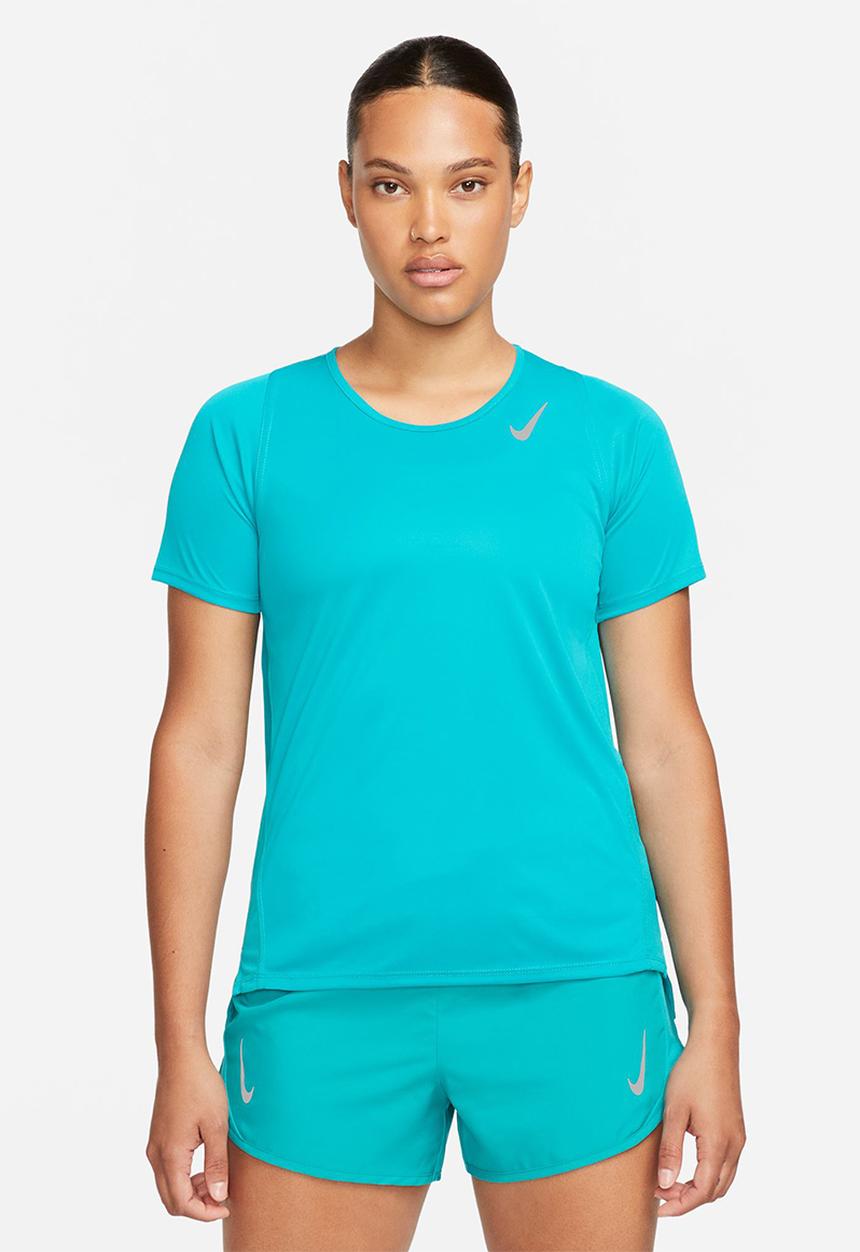 Nike - W nk fast df short sleeve top - rapid teal/reflective silver