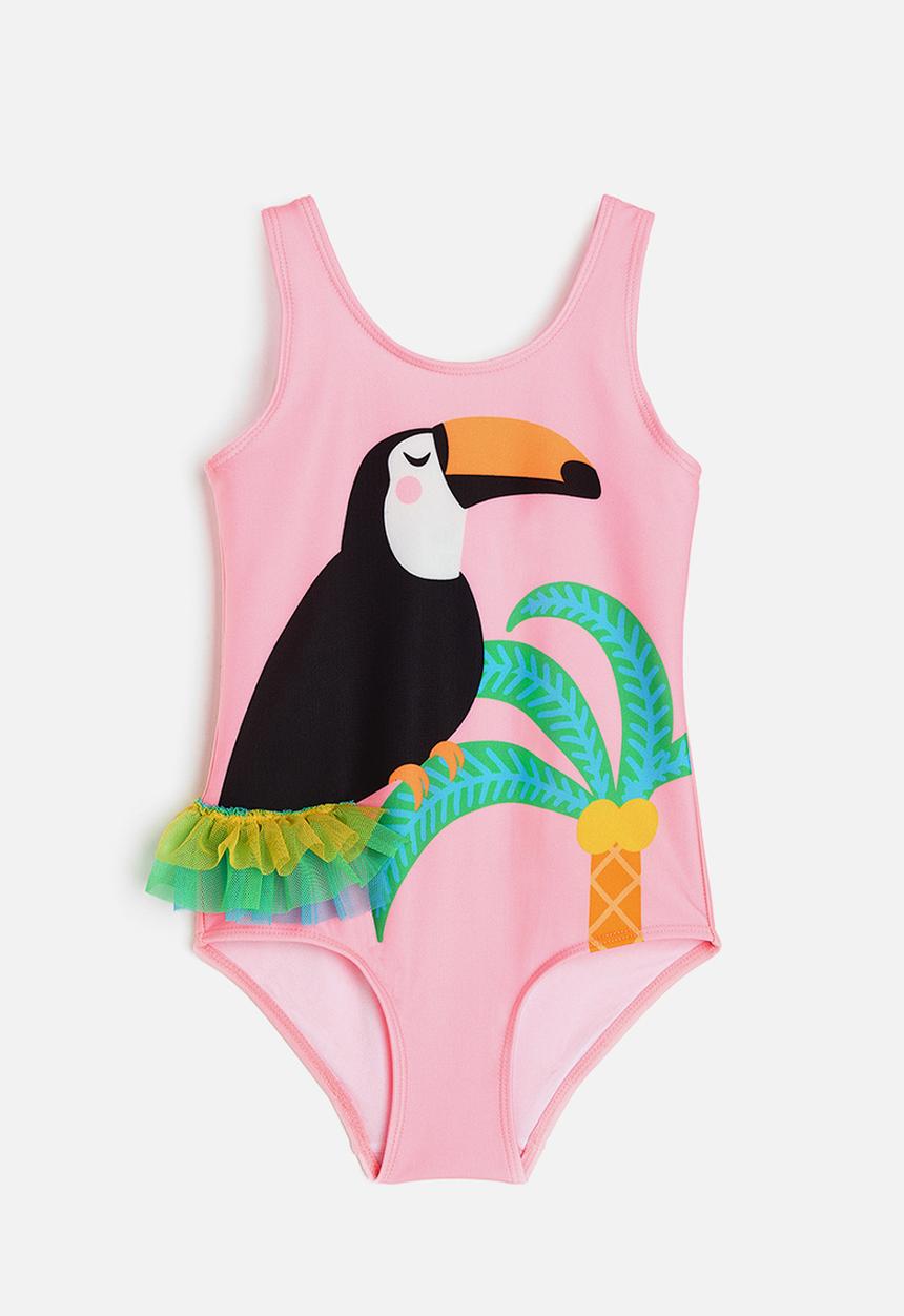 H&M - Printed swimsuit - light pink bird