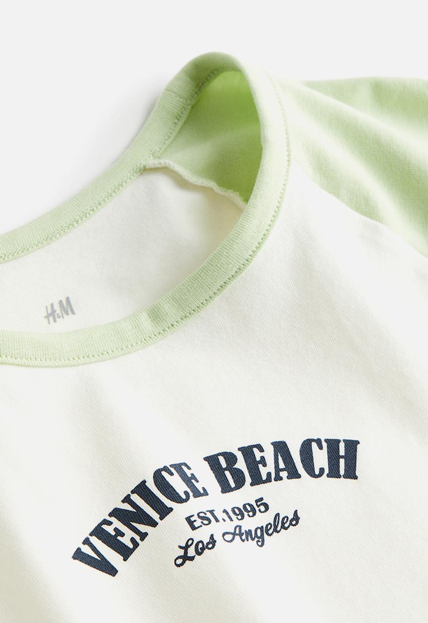 H&M - Printed T-shirt - light green venice beach