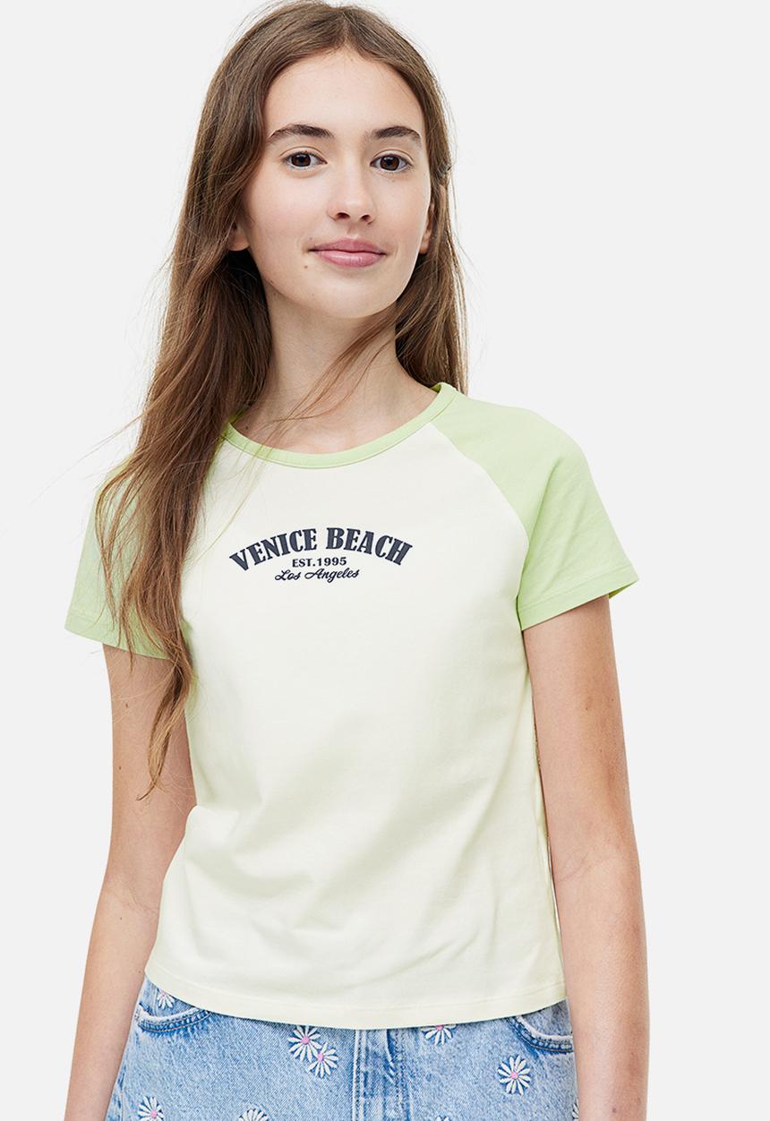 H&M - Printed T-shirt - light green venice beach
