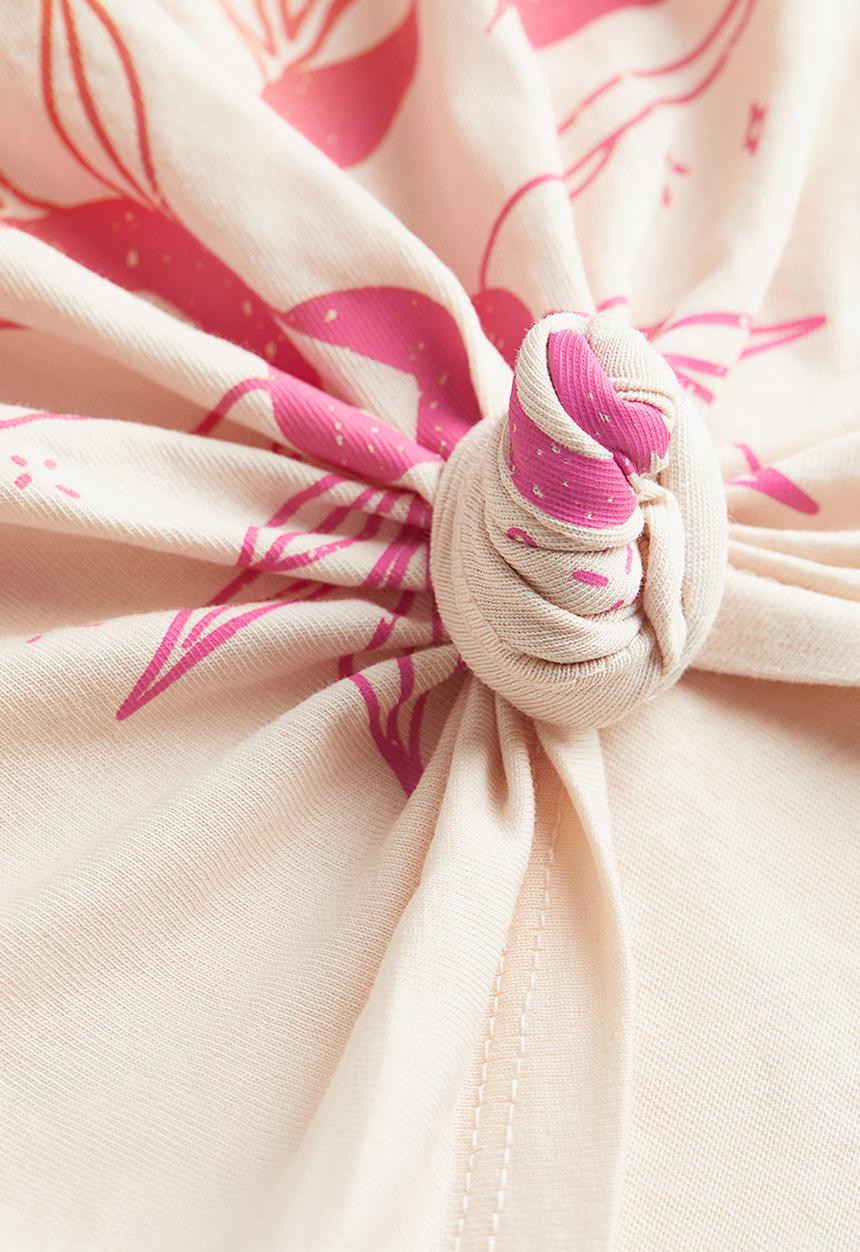 H&M - Tie-hem T-shirt - light beige sunburst 