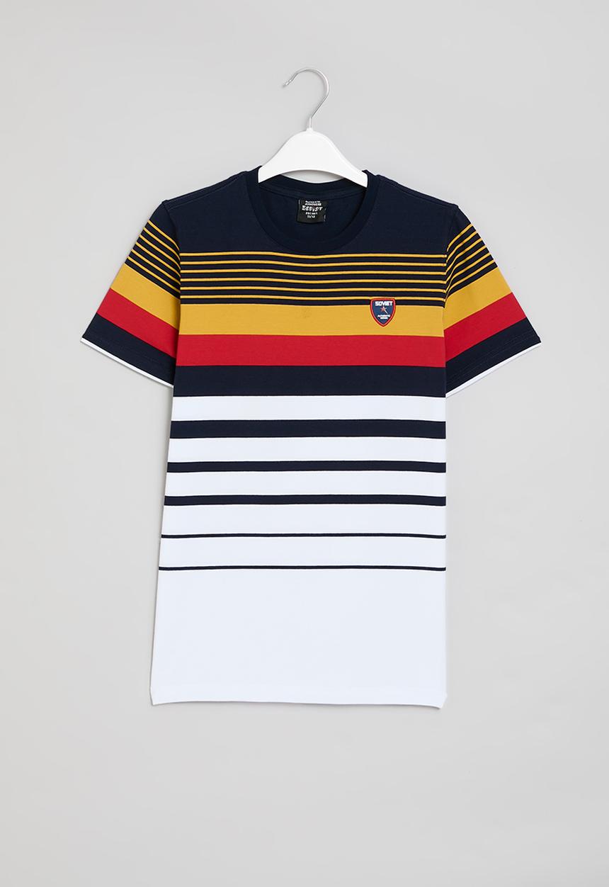 SOVIET - Boys crew neck y/dye stripe - navy