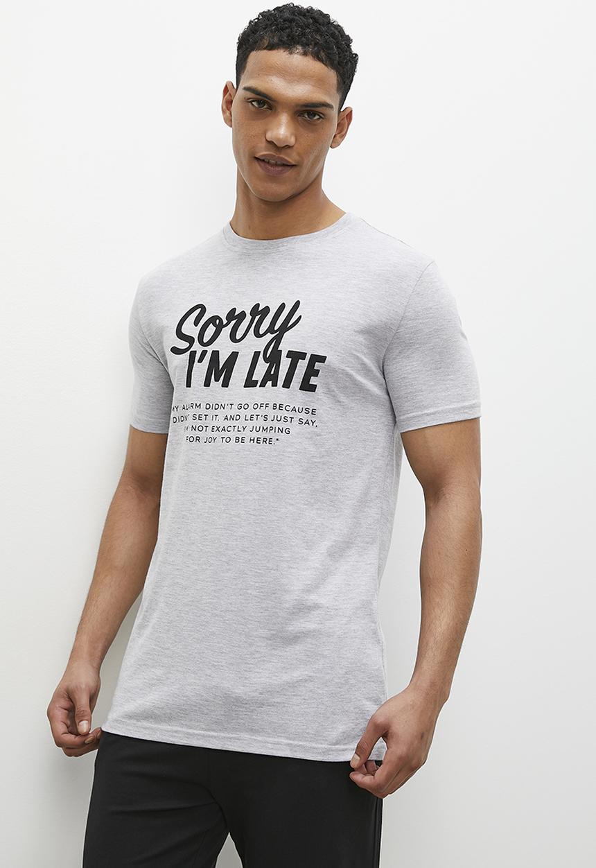 Superbalist - Sorry I'm late sleep tee - grey melange