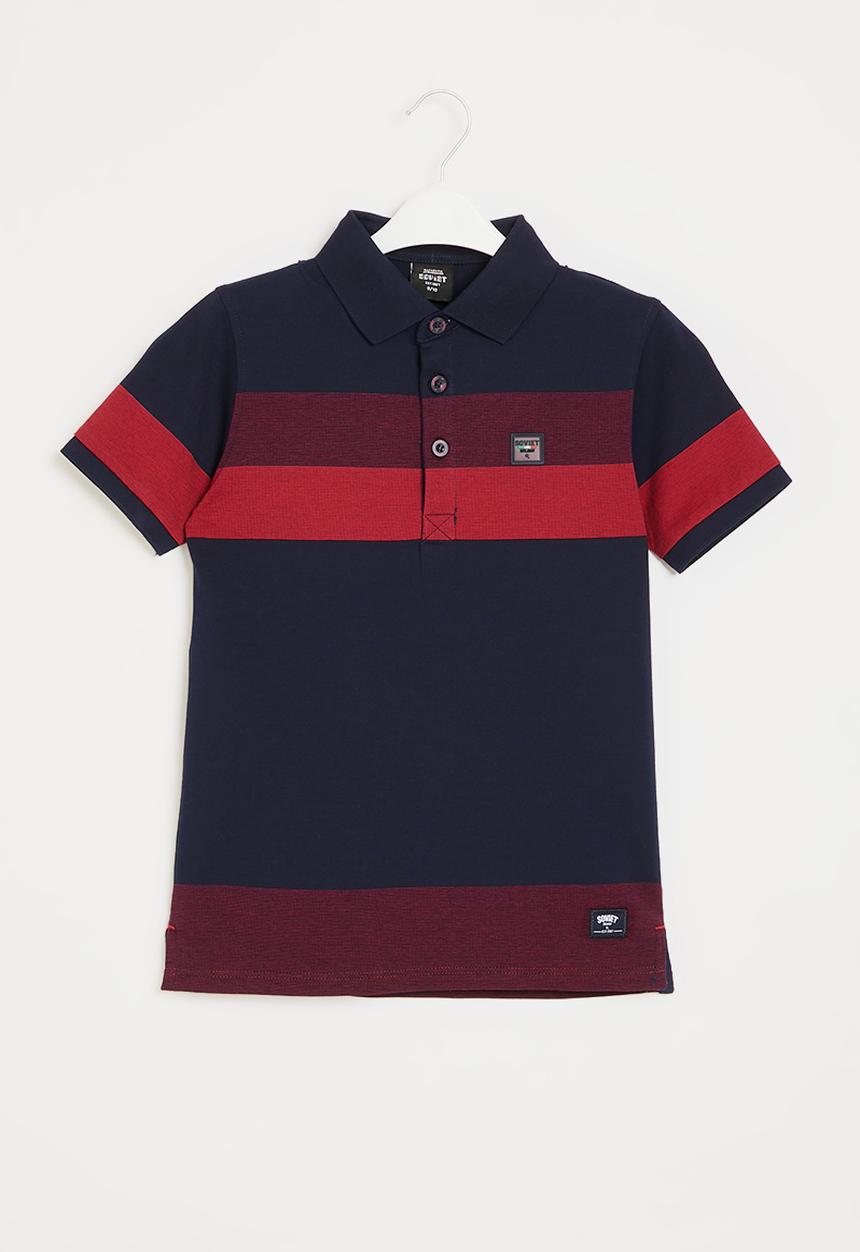 SOVIET - Boys y/dye stripe golfer - navy