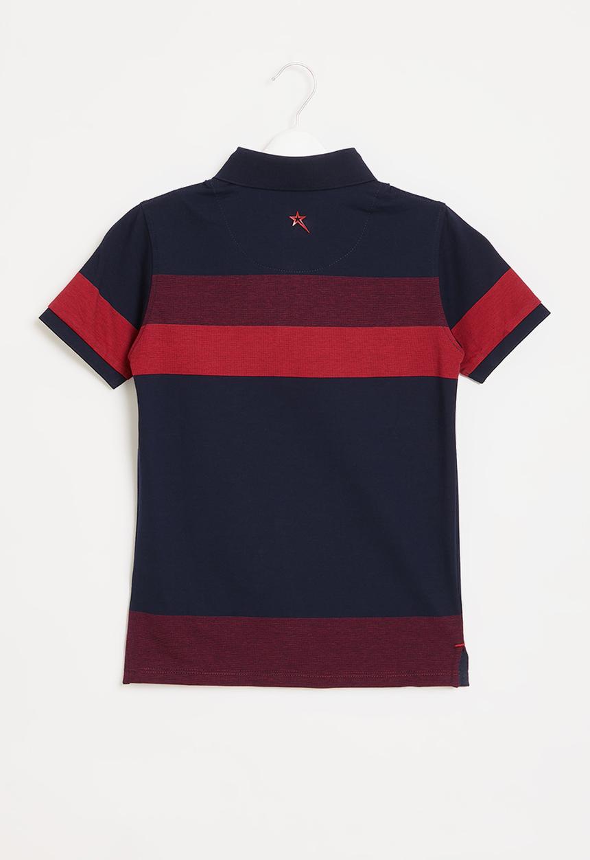 SOVIET - Boys y/dye stripe golfer - navy