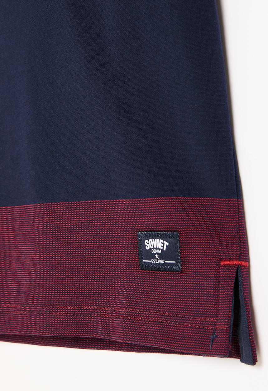 SOVIET - Boys y/dye stripe golfer - navy