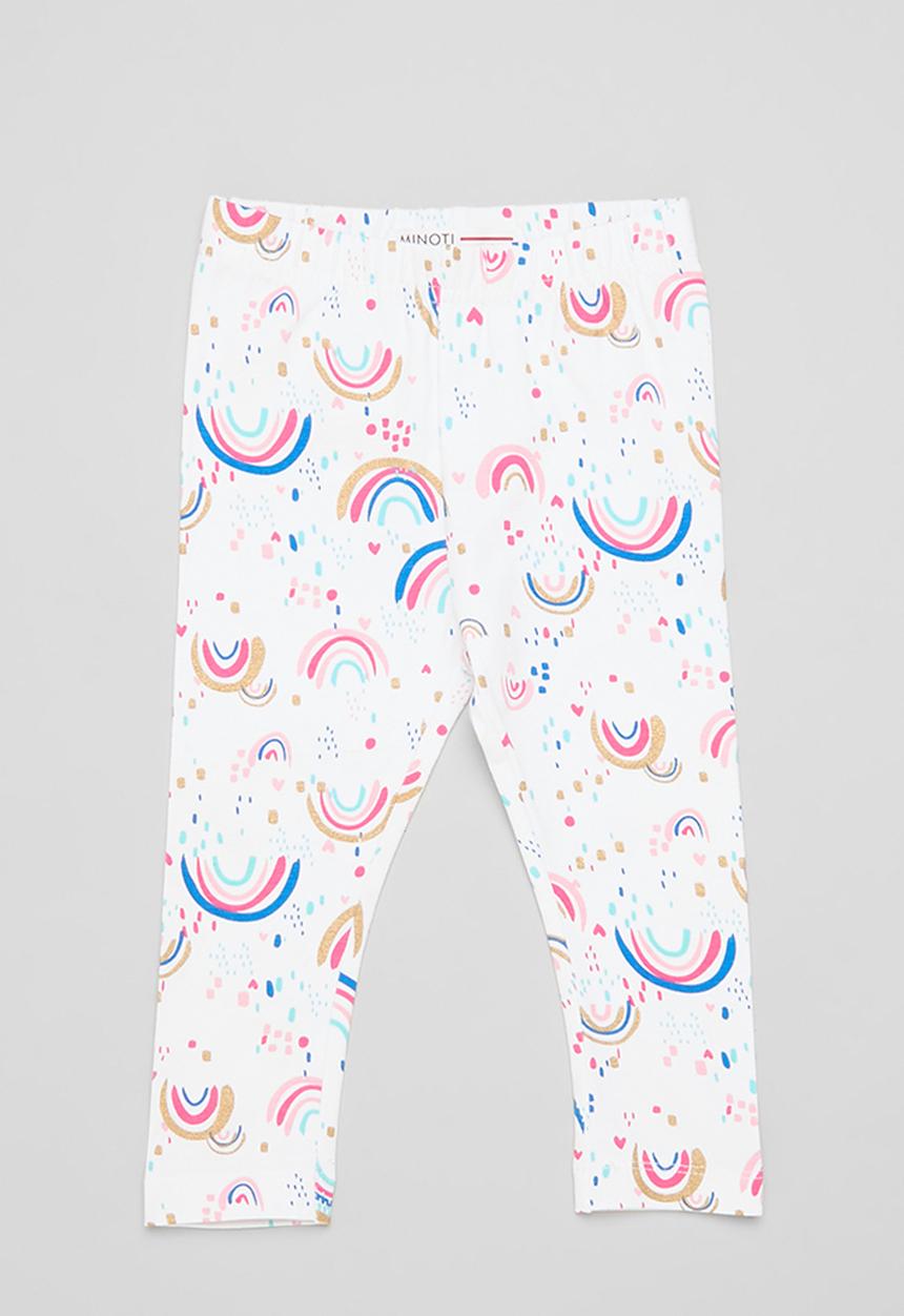 MINOTI - Girls white rainbows basic legging - white aop