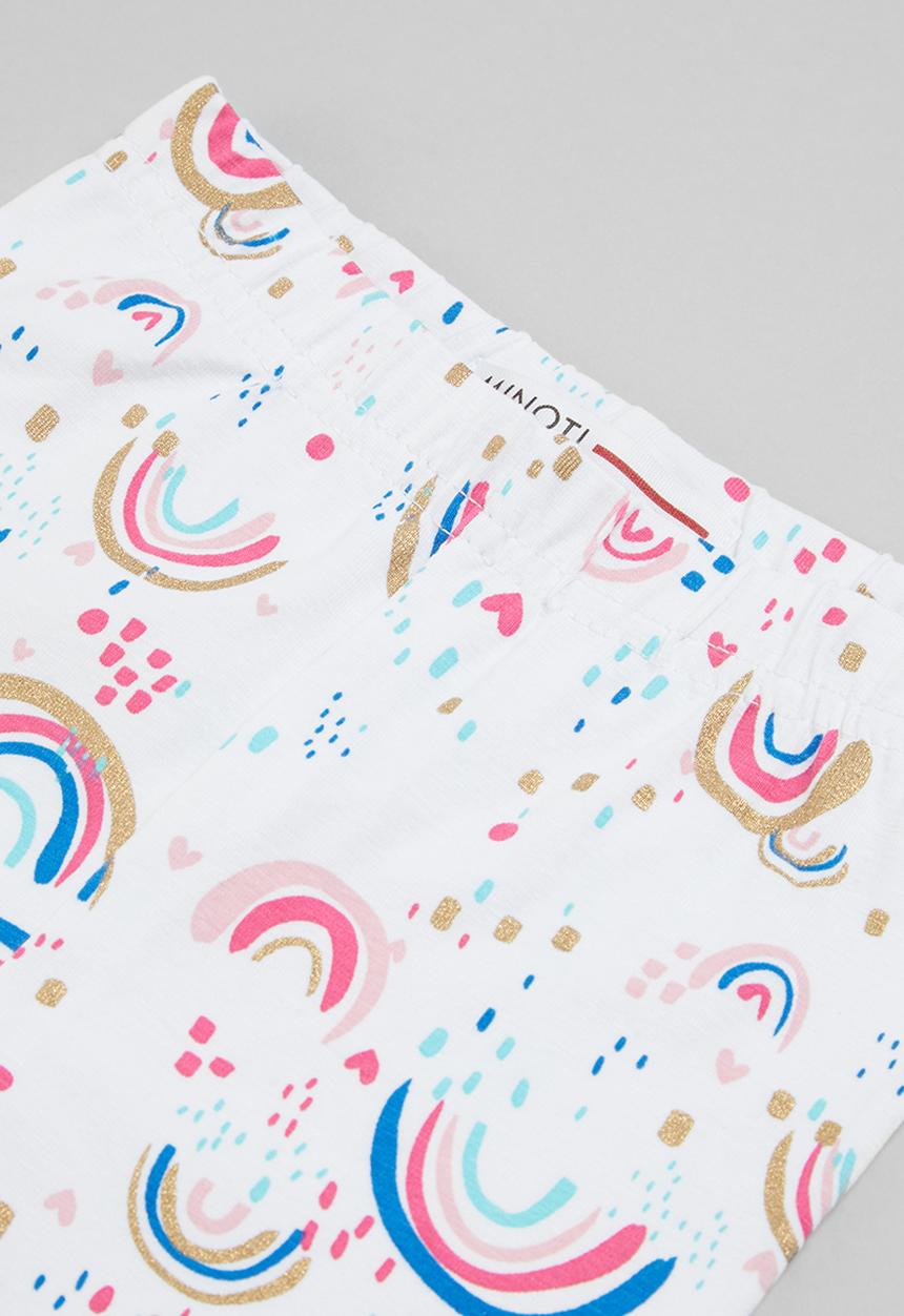 MINOTI - Girls white rainbows basic legging - white aop