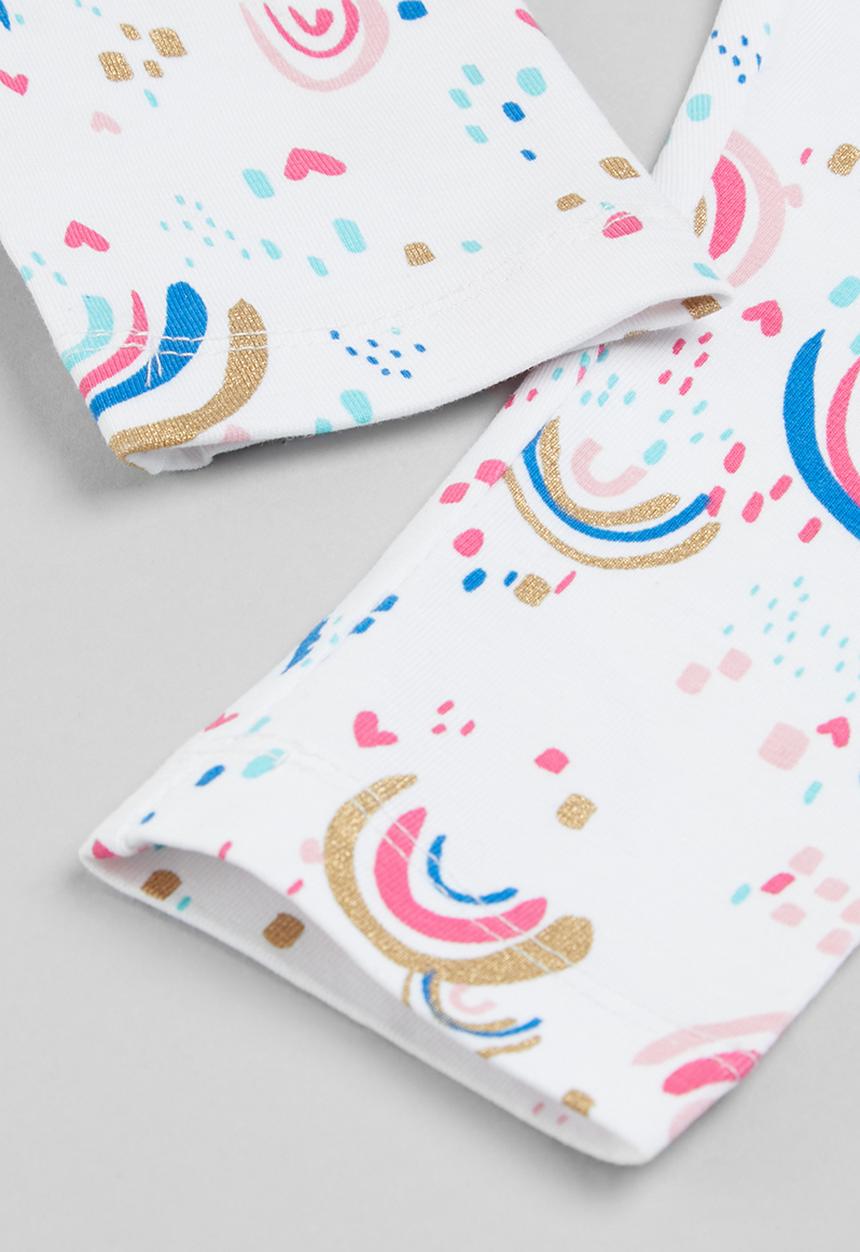 MINOTI - Girls white rainbows basic legging - white aop