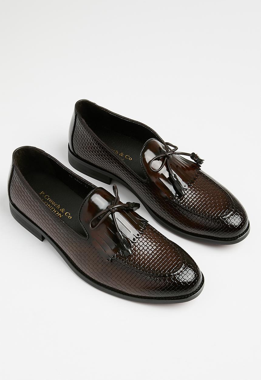 PC - Formal slip on bow - choc basket weave  