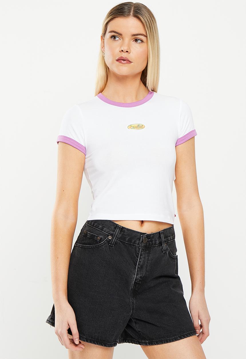 Levi’s® - Graph ringer mini tee za vibrant y2k boxy logo - bright white