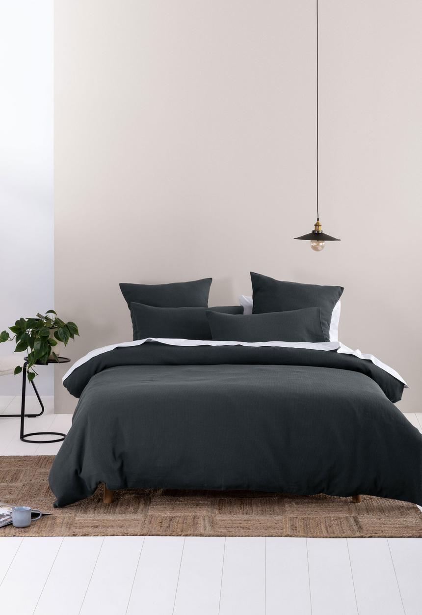 Linen House - Providence waffle duvet set  - charcoal