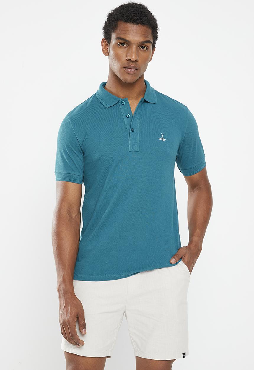 Vertigo - Mens vertigo core pigment wash pigue golfer - corsair