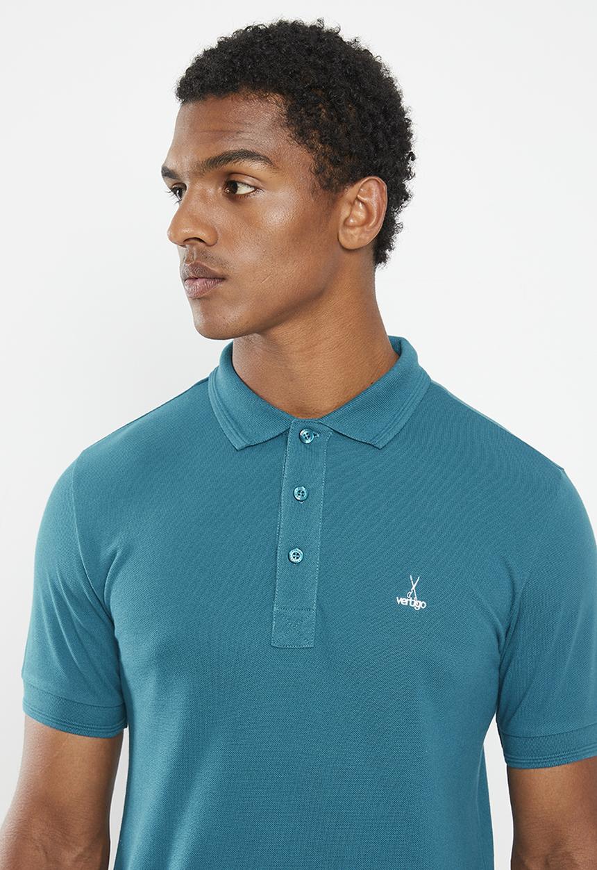 Vertigo - Mens vertigo core pigment wash pigue golfer - corsair