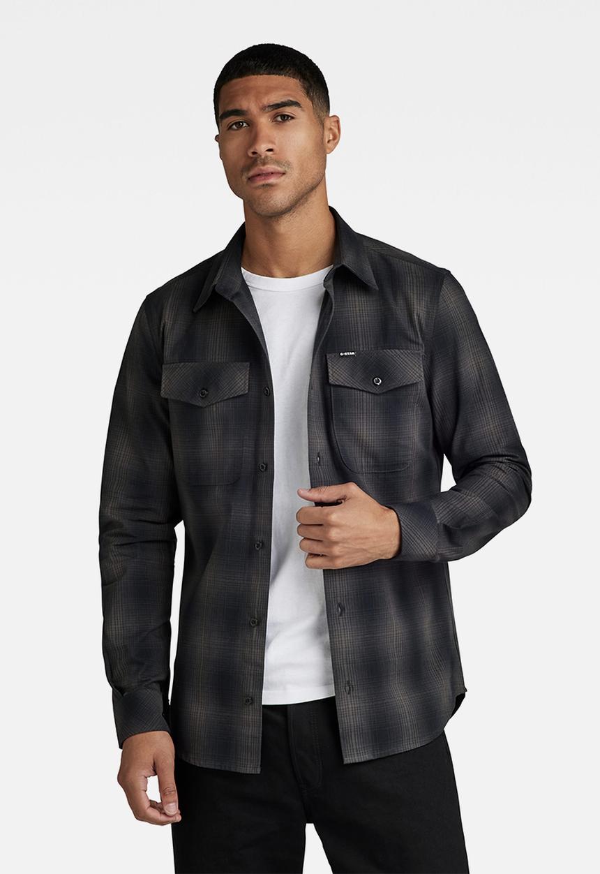 G-STAR - Marine slim shirt l\s Park flannel check - dk black vanderbilt check