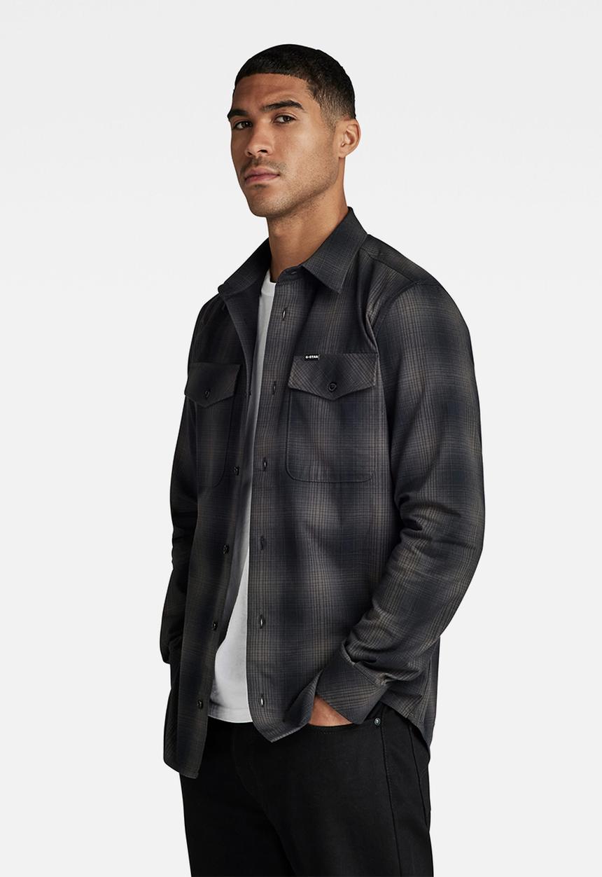 G-STAR - Marine slim shirt l\s Park flannel check - dk black vanderbilt check
