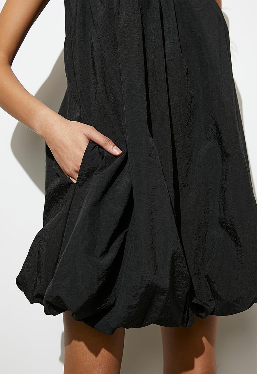 VELVET - Bubble mini dress - black