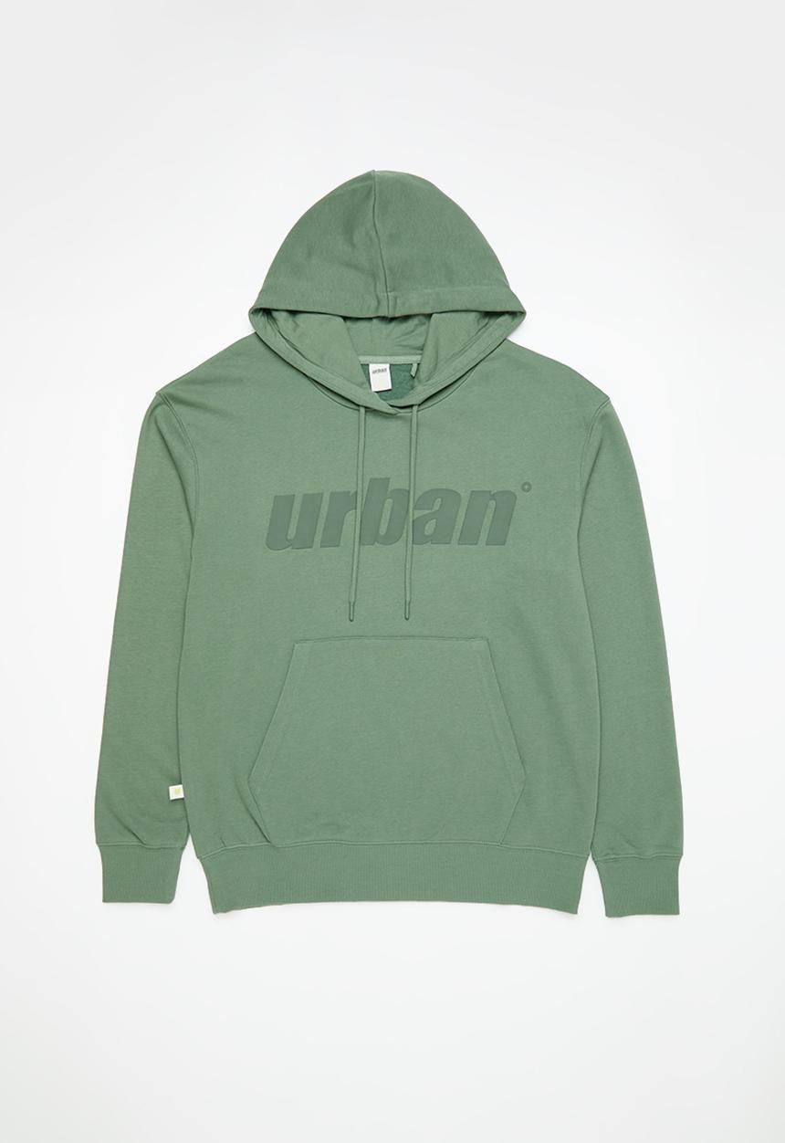 urban° - Mens urban core fleece sweat pull over hoody - olive
