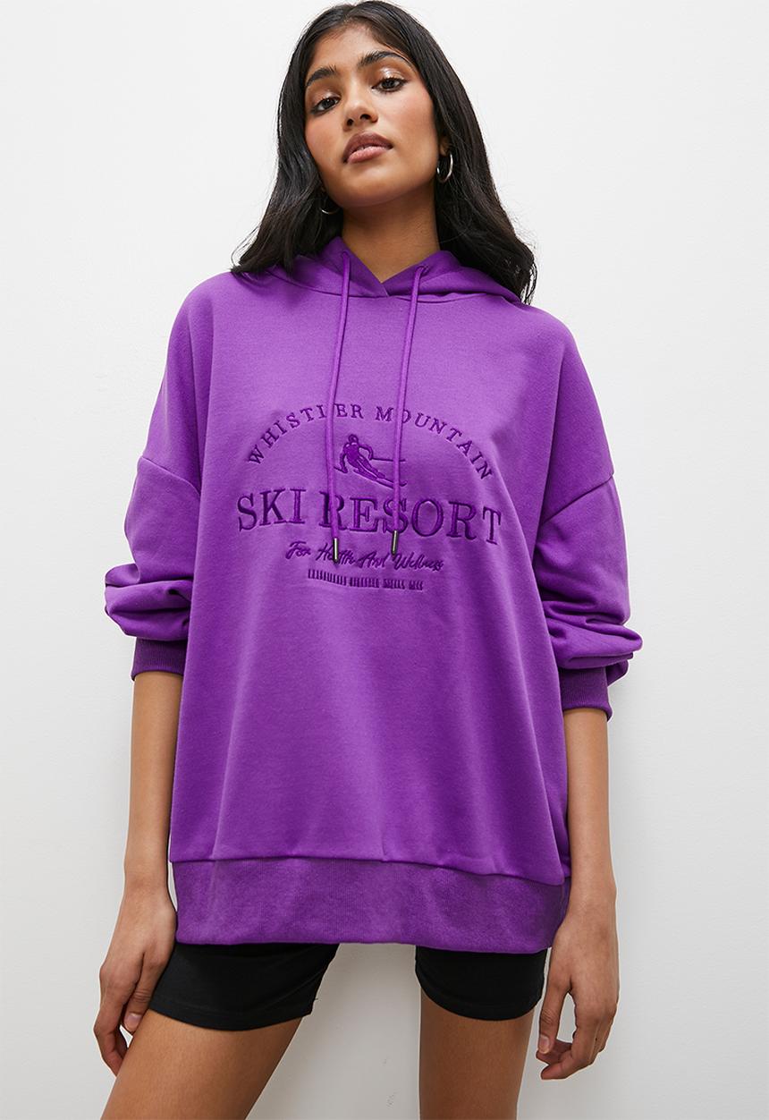 Superbalist - Slouch hood with embroidery - purple