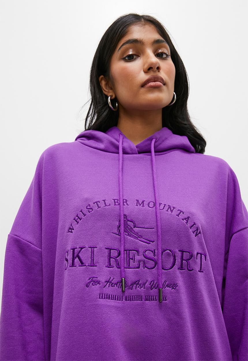 Superbalist - Slouch hood with embroidery - purple