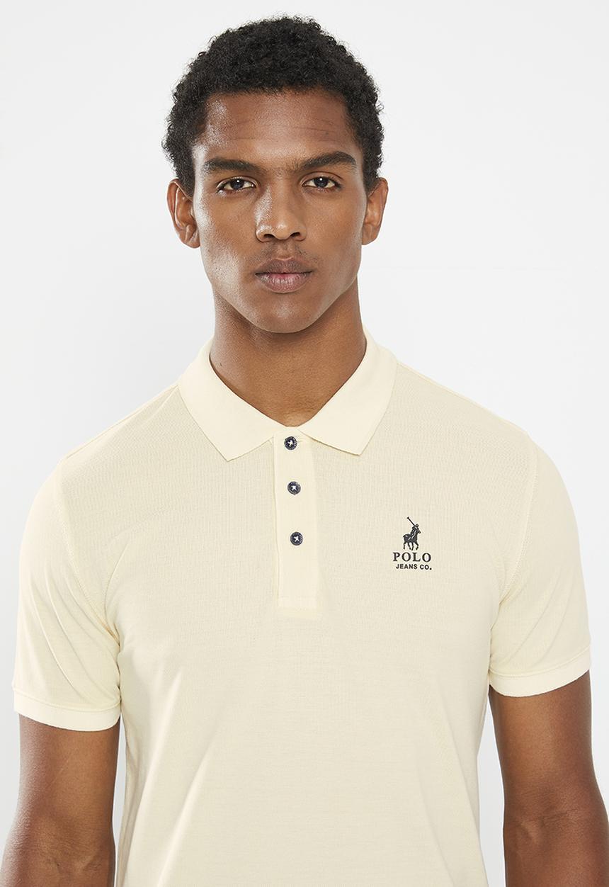 POLO - Mens pjc overdyed short sleeve golfer - ecru