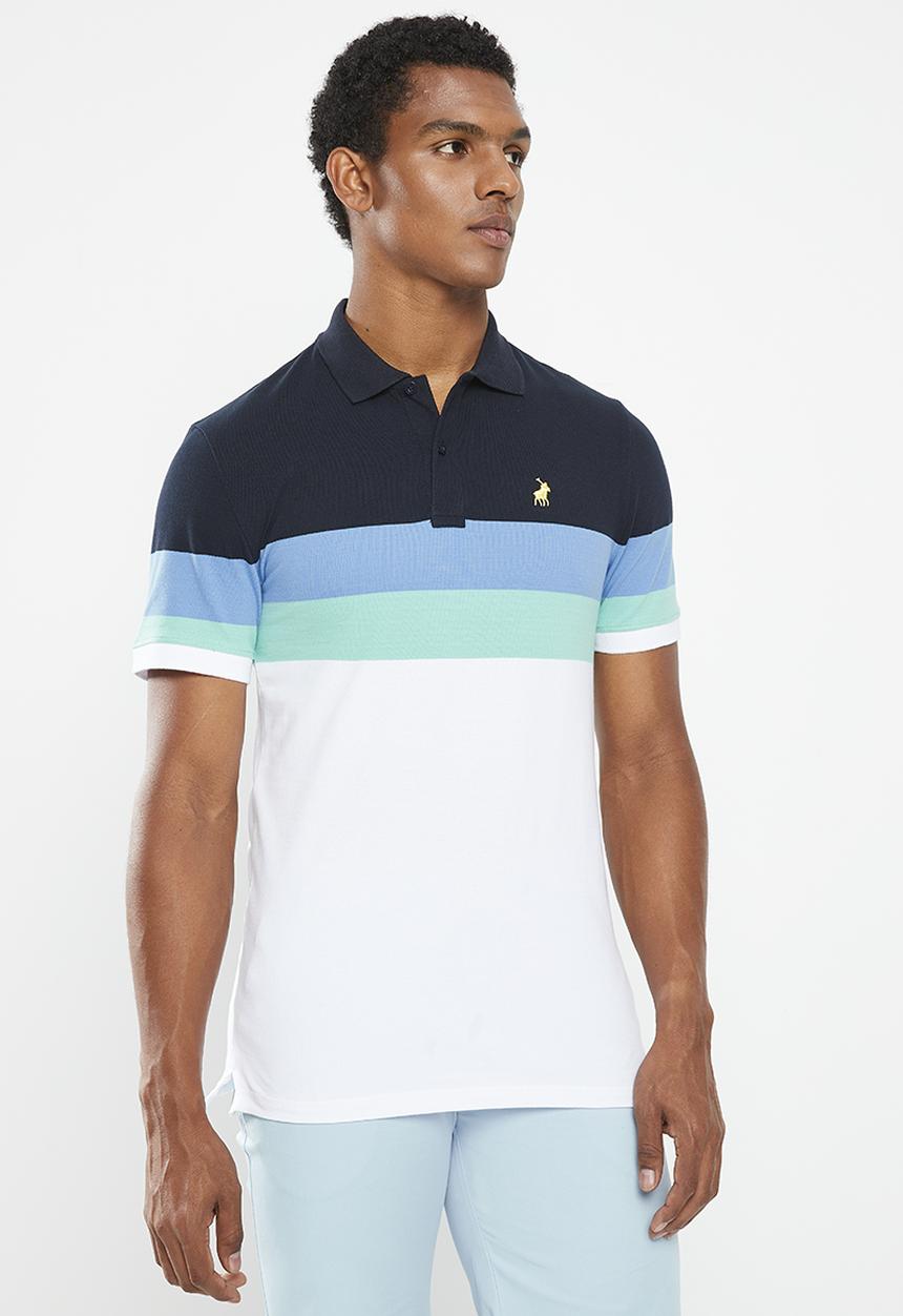 POLO - Mens bold stripe short sleeve golfer - navy 