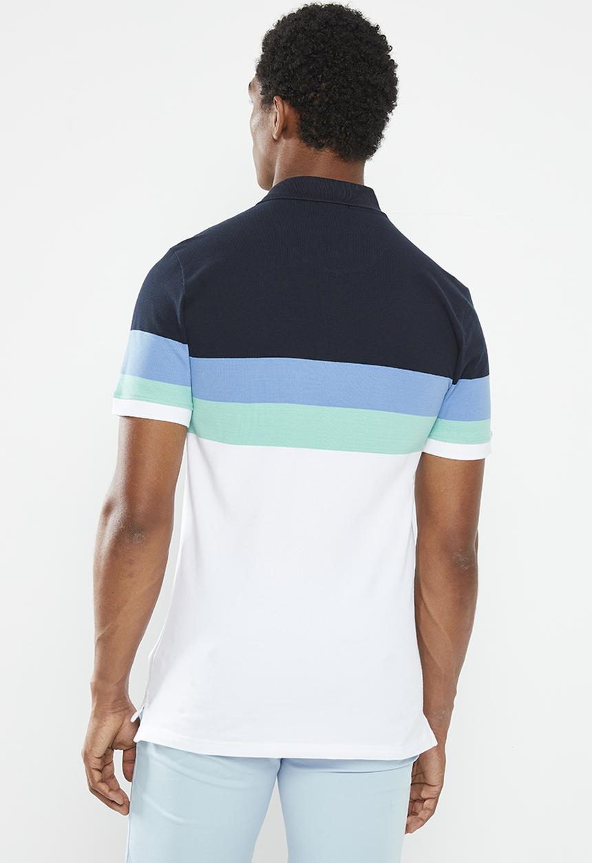POLO - Mens bold stripe short sleeve golfer - navy 
