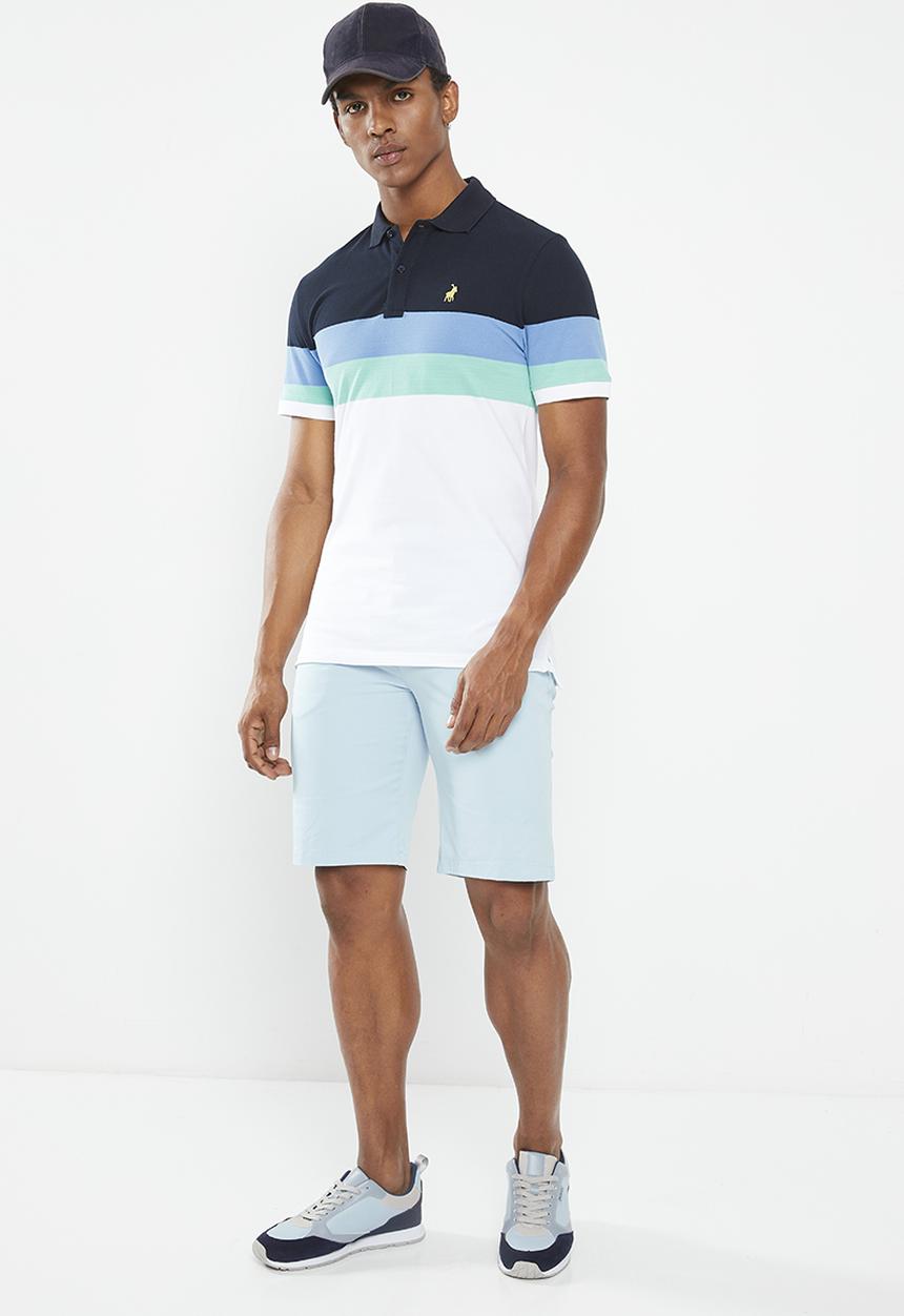 POLO - Mens bold stripe short sleeve golfer - navy 