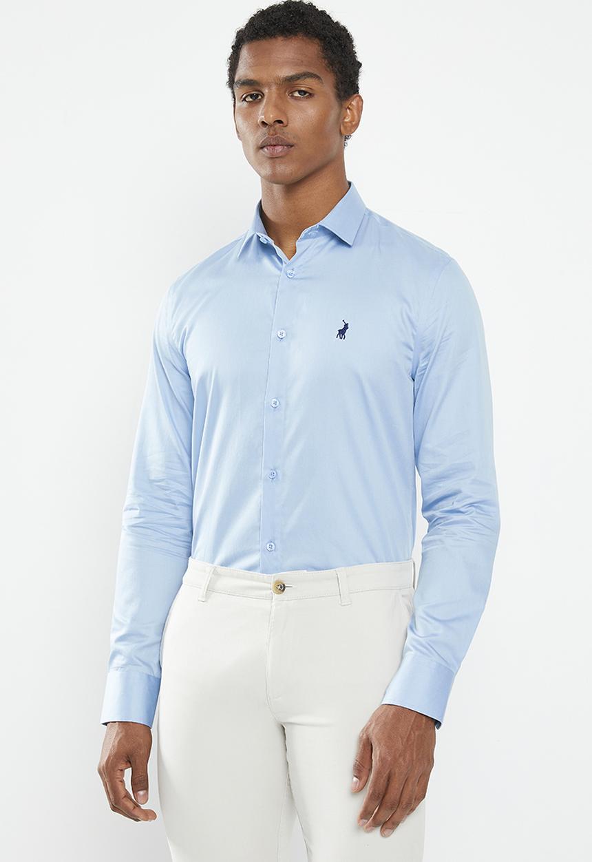 POLO - Men greig long sleeve shirt - mid blue 
