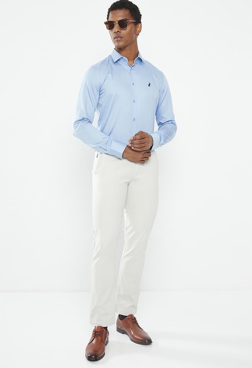 POLO - Men greig long sleeve shirt - mid blue 