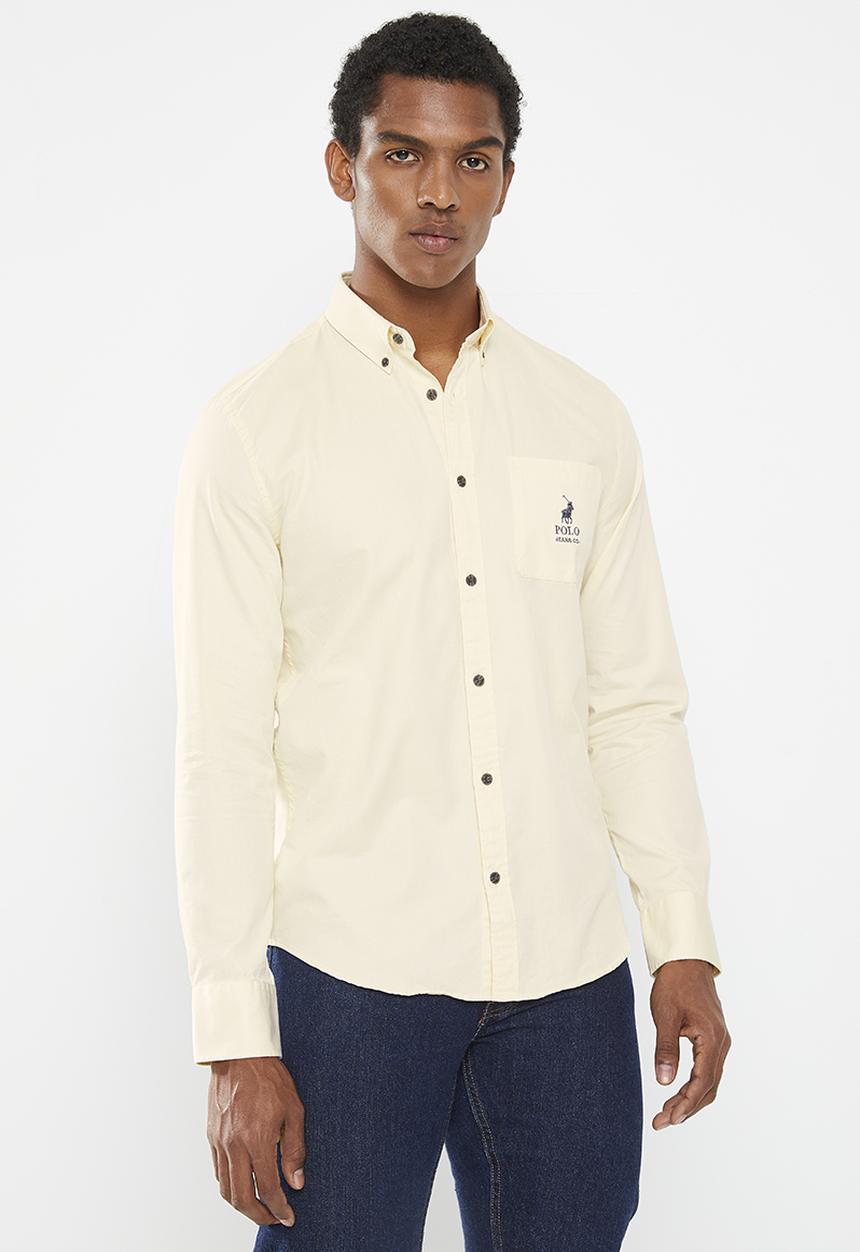 POLO - Mens pjc twill long sleeve shirt - ecru 