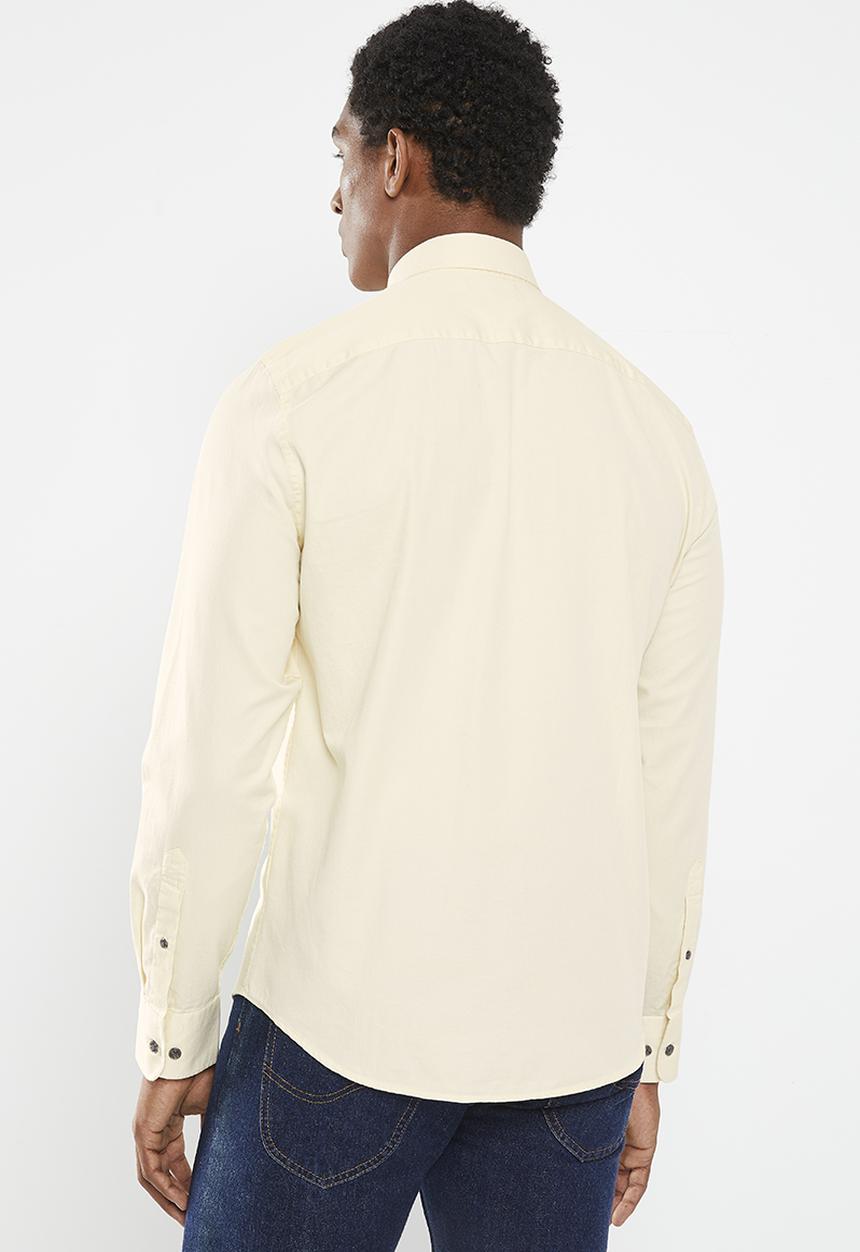 POLO - Mens pjc twill long sleeve shirt - ecru 