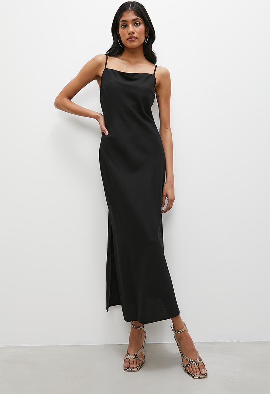 Superbalist - Minimal square neck linen blend maxi - black