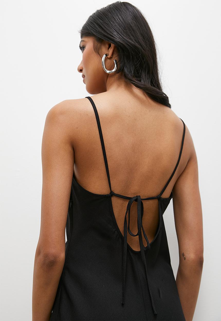 Superbalist - Minimal square neck linen blend maxi - black