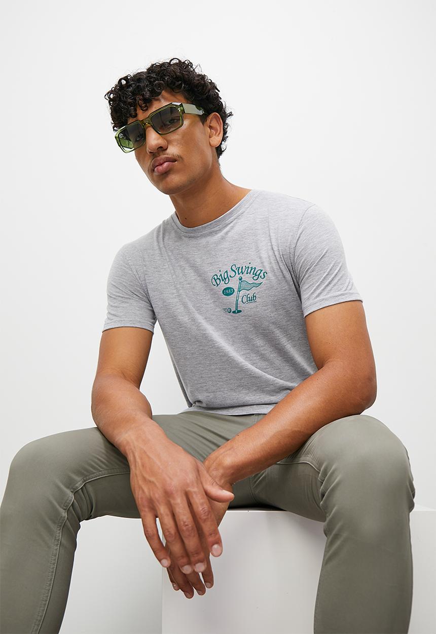 STYLE REPUBLIC - Big savings logo graphic tee - grey melange