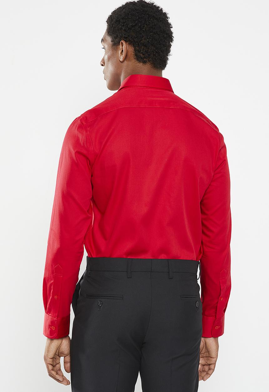 POLO - Mens greig long sleeve shirt - red