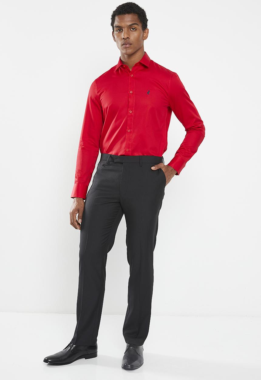 POLO - Mens greig long sleeve shirt - red